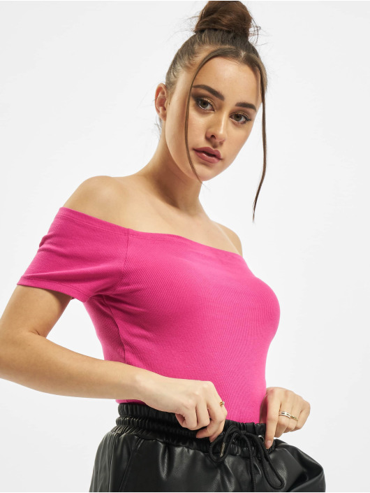 Urban Classics Tops sans manche Ladies Off Shoulder Rib magenta